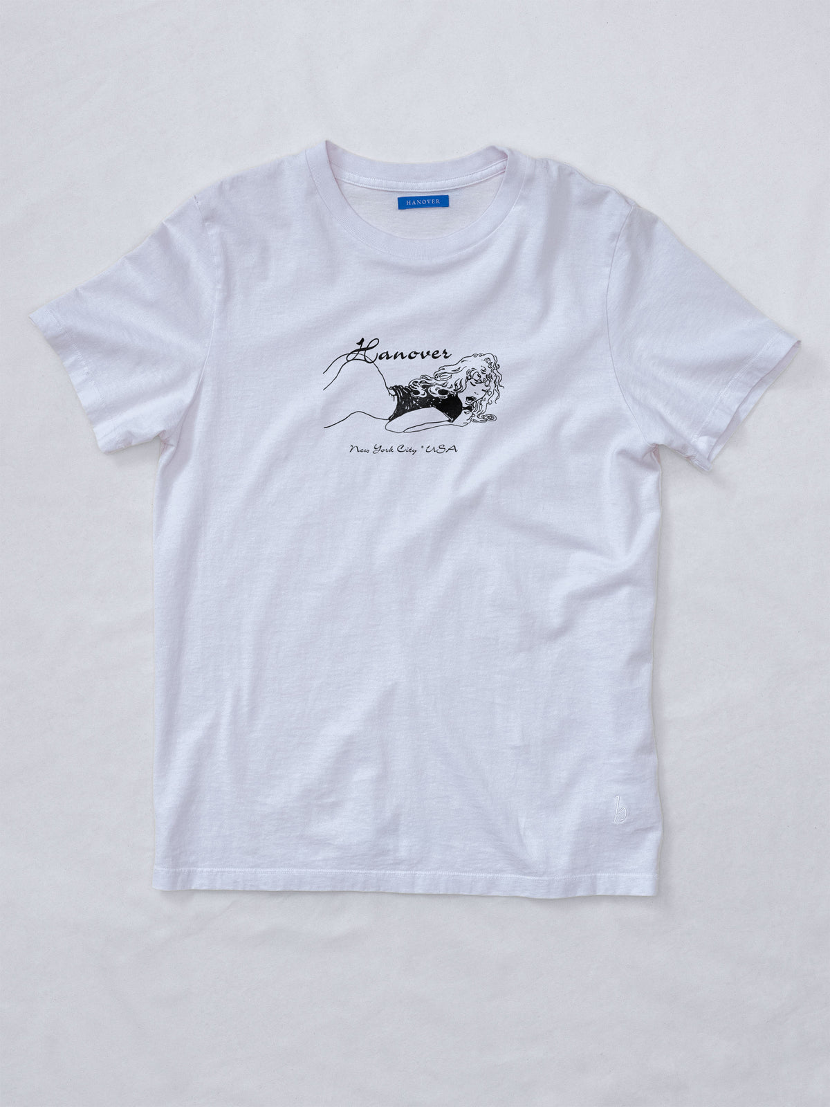 White t-shirt with Girl black graphic design on a light gray background