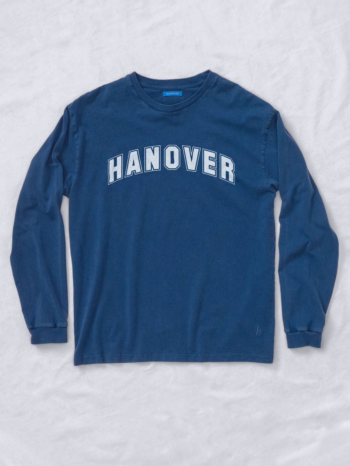 flat lay of mid navy Hanover Long Sleeve Tee 