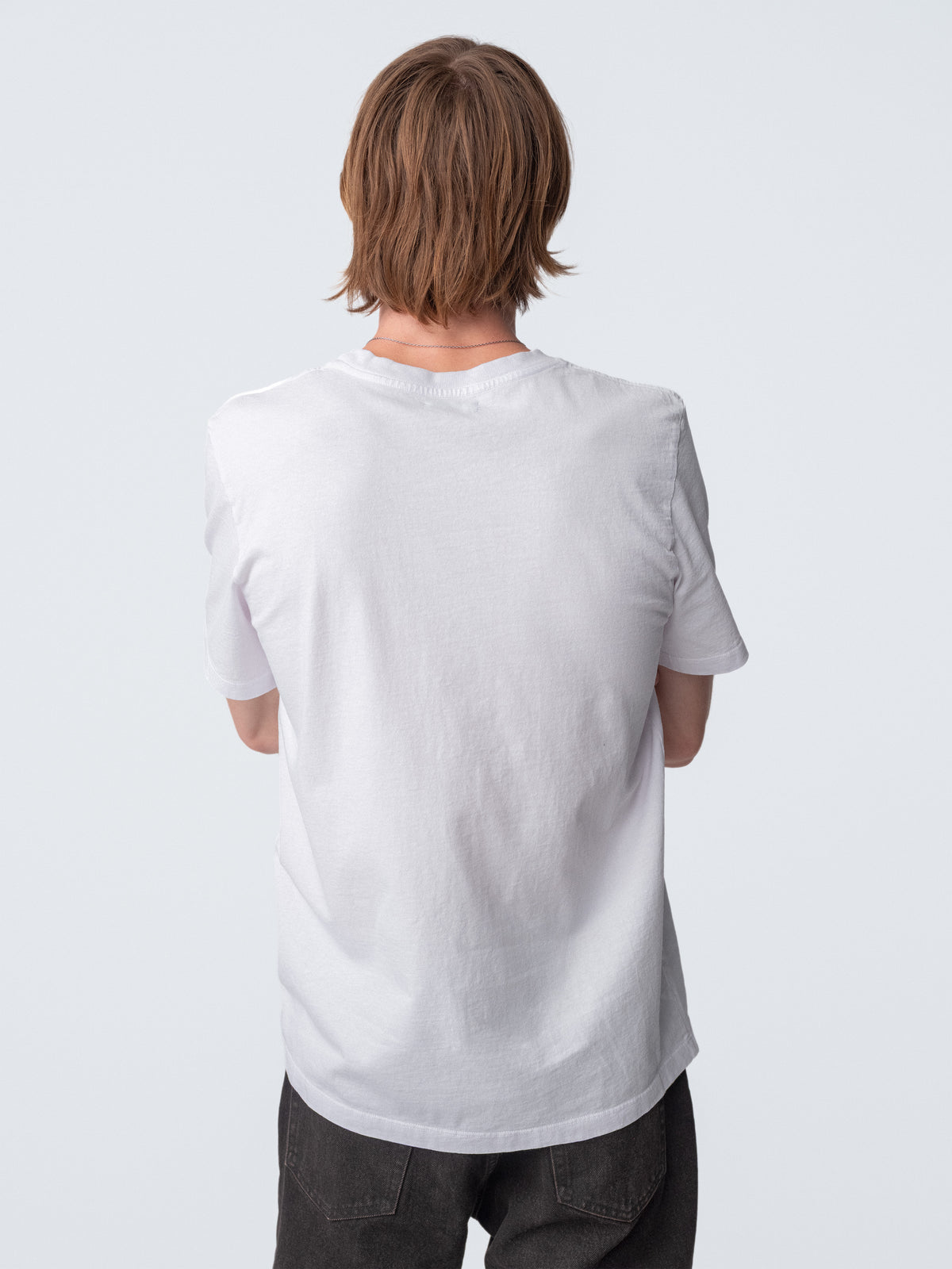 Model wearing LA Music Center T-Shirt back view