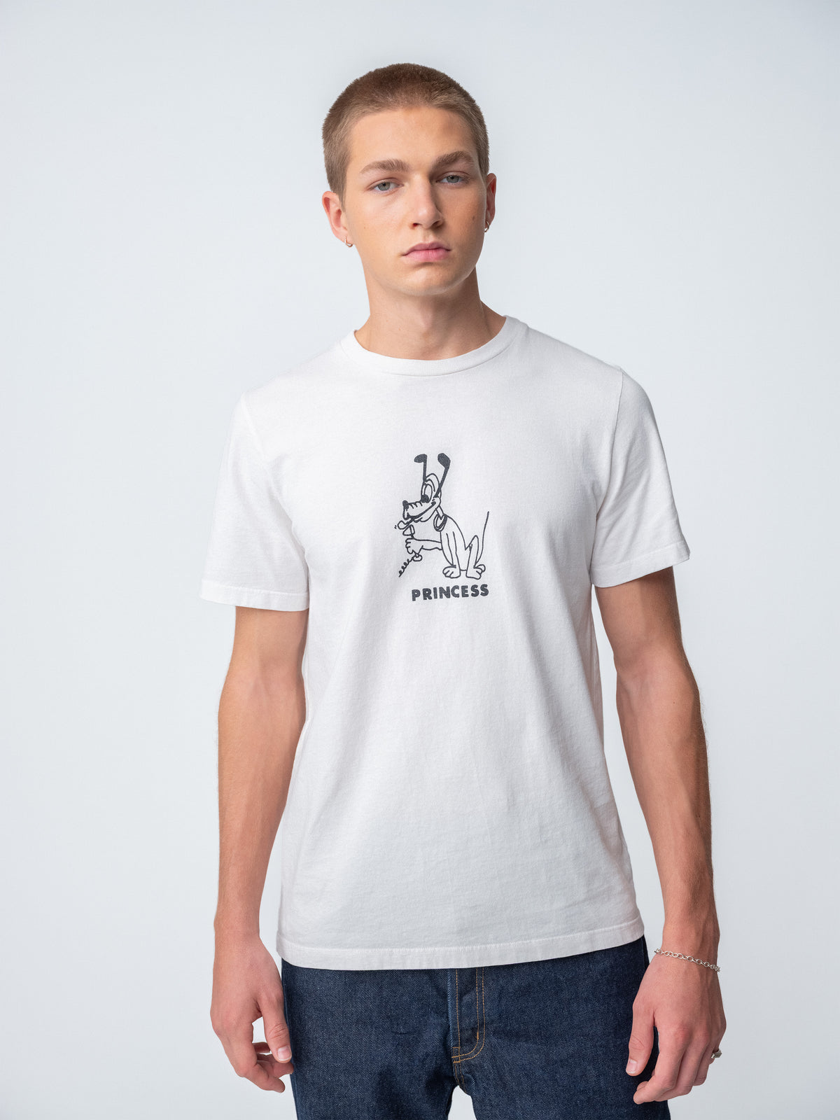 Model guy wearing Princess T-Shirt torso view