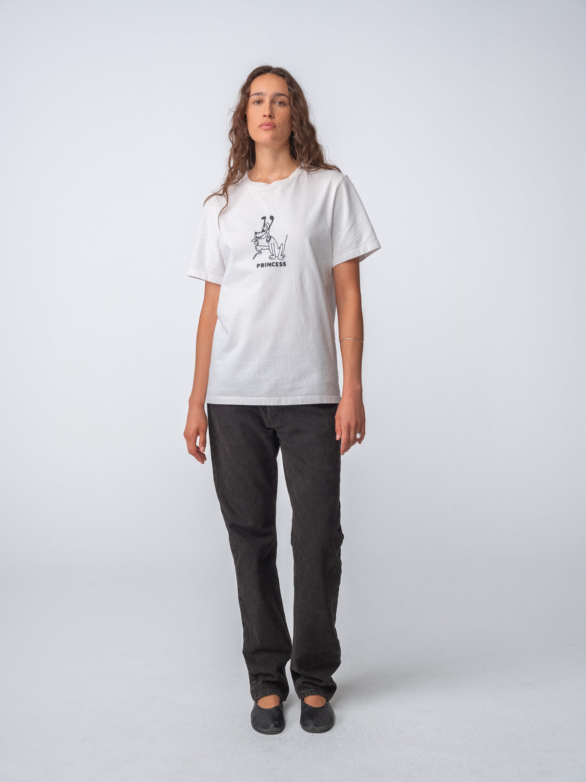 Model female wearing Princess T-Shirt full body view