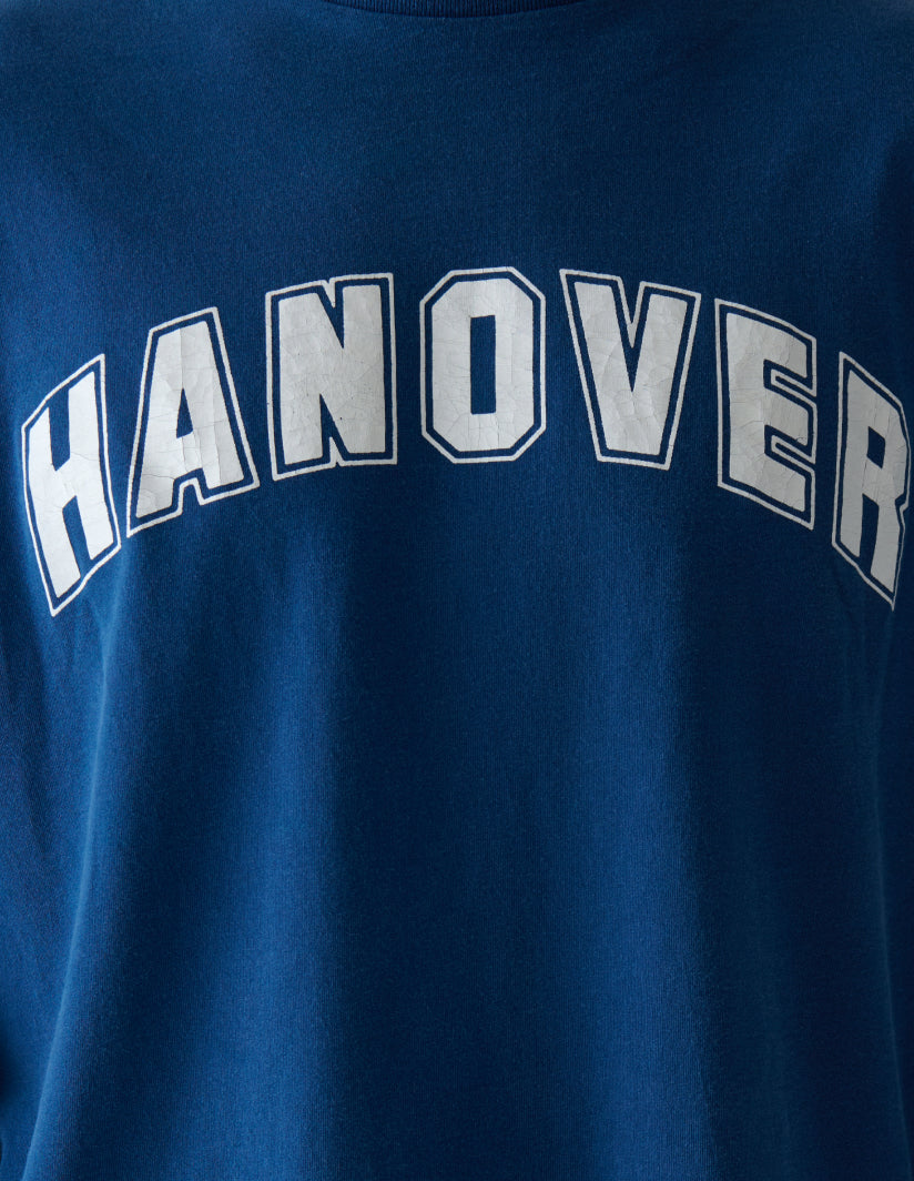detail of  mid navy Hanover Long Sleeve Tee 